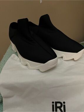 Black Stretch Slip-On Platform Sneakers 39.5